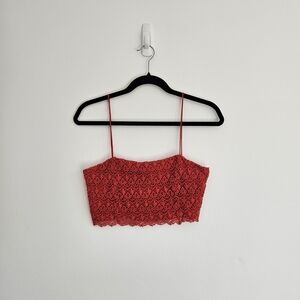 Zara Red Lace Crop Top Size Medium
